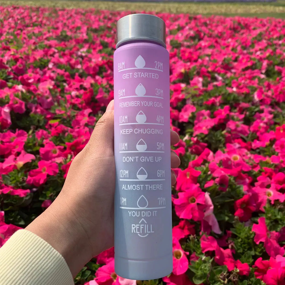 BPA Free Sports Water Bottle With Time Marker